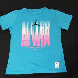 Jordan X Asahd Khaled All I Do Is Win Collab Blue Kids T-Shirt Medium